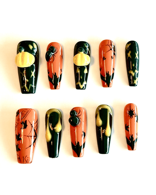 3D Pumpkin Press on Nails