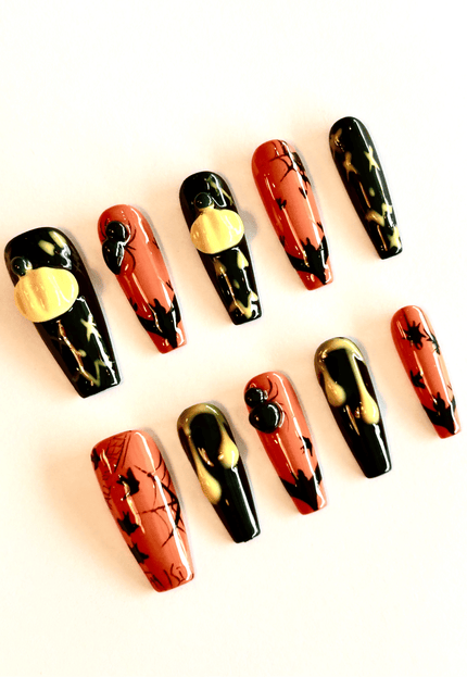 3D Pumpkin Press on Nails