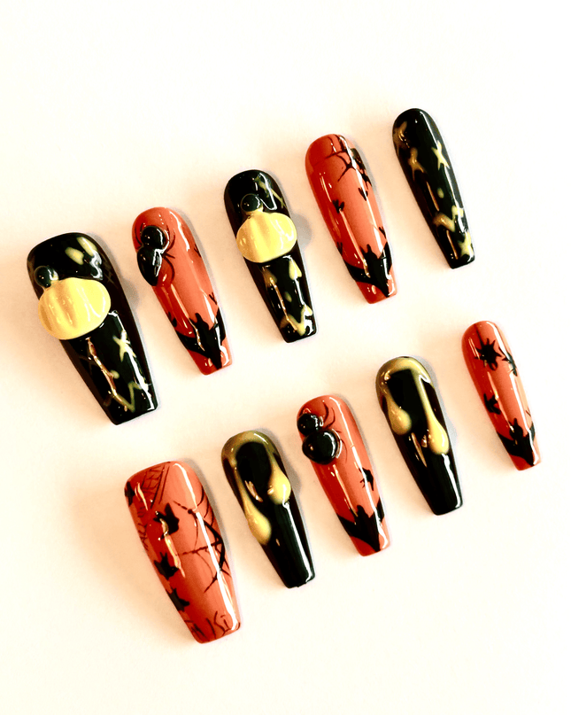 3D Pumpkin Press on Nails