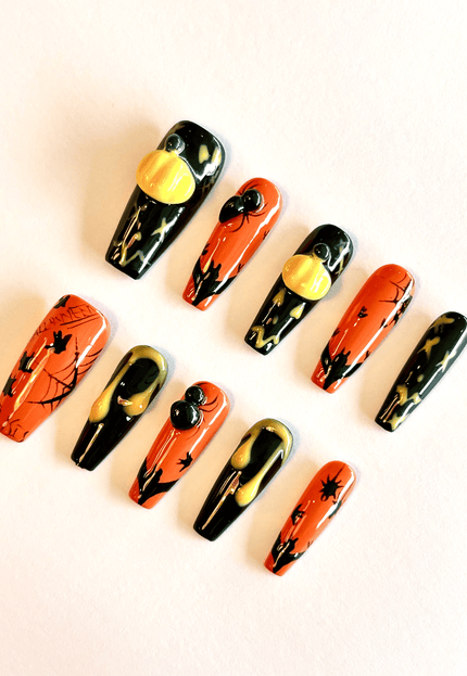 3D Pumpkin Press on Nails