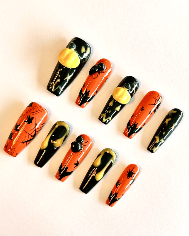 3D Pumpkin Press on Nails