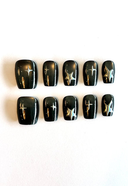 Black Cat Eye Press On Nails
