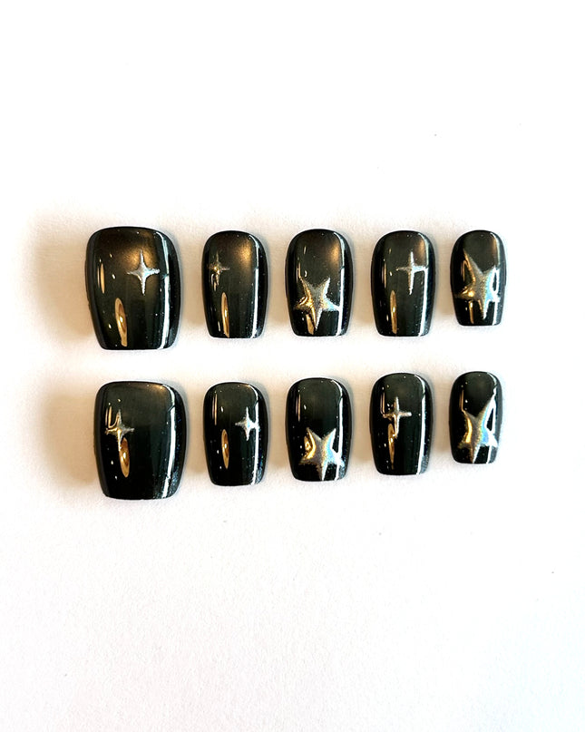 Black Cat Eye Press On Nails