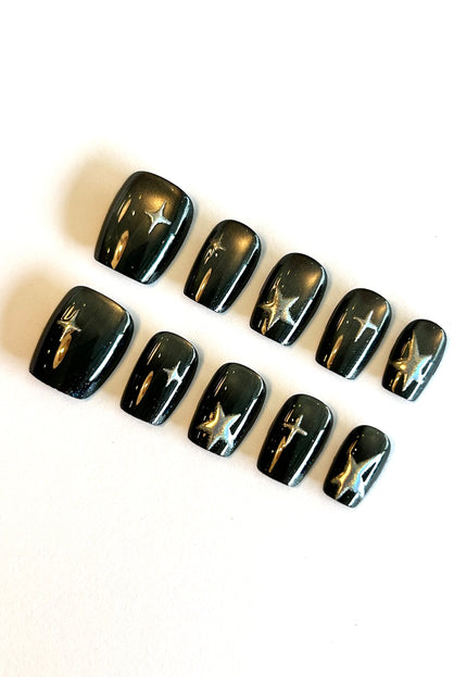 Black Cat Eye Press On Nails