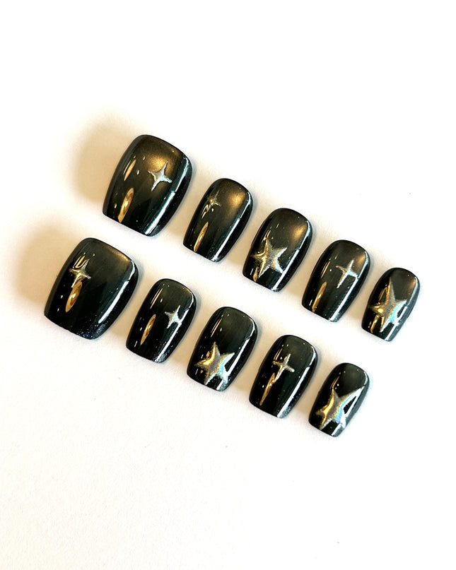 Black Cat Eye Press On Nails