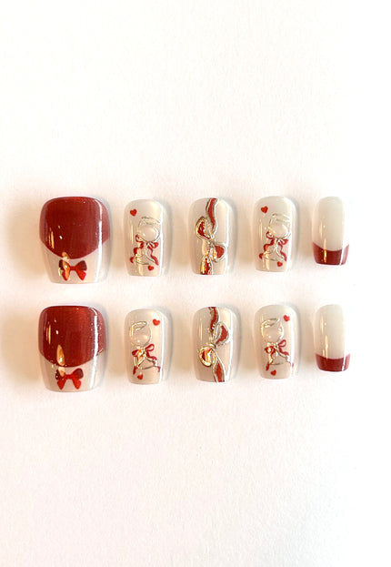 Red Heart Press on Nails