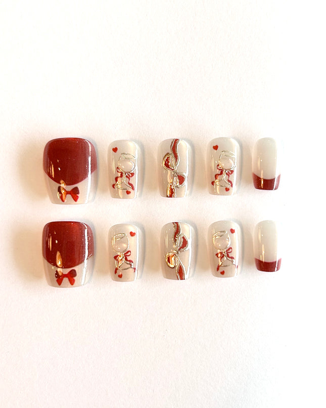 Red Heart Press on Nails