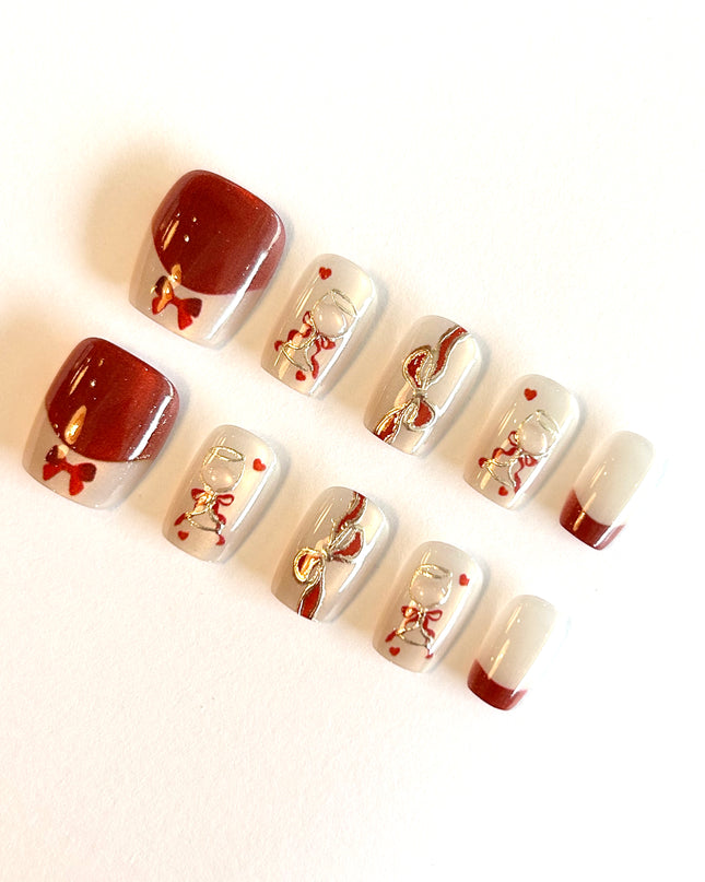 Red Heart Press on Nails