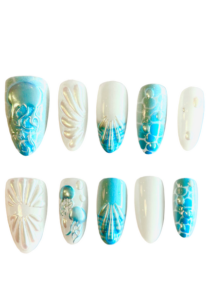 Blue Mermaid Press on Nails