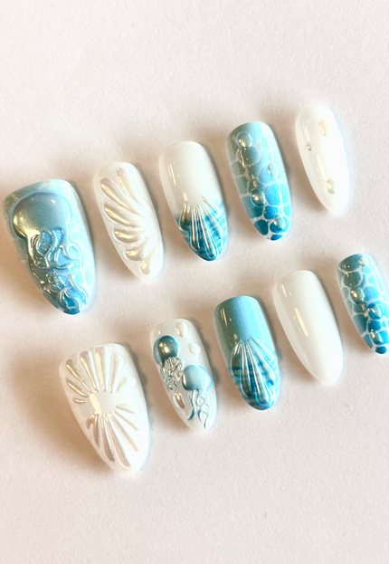 Blue Mermaid Press on Nails