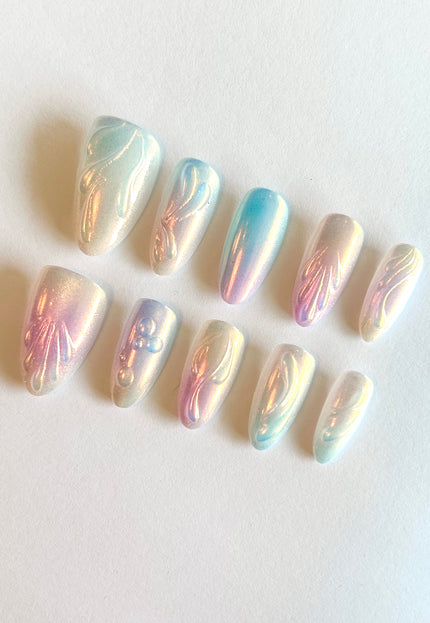 Mermaid Chrome Press on Nails