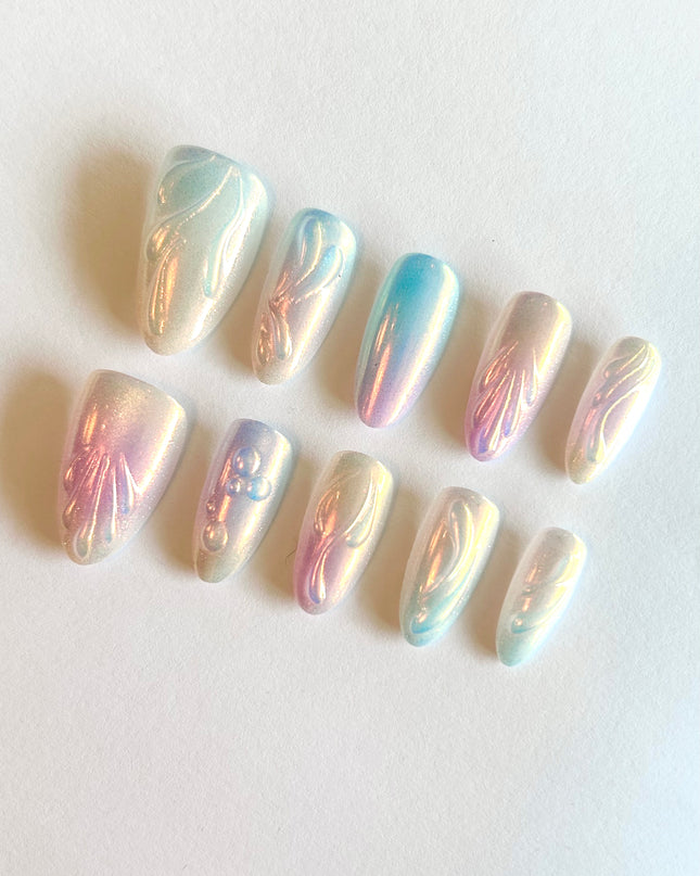 Mermaid Chrome Press on Nails