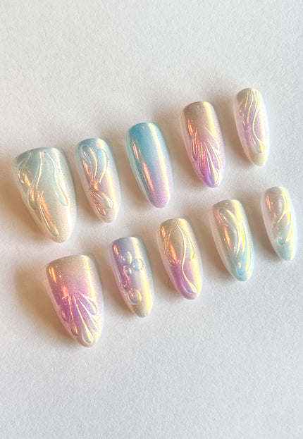 Mermaid Chrome Press on Nails