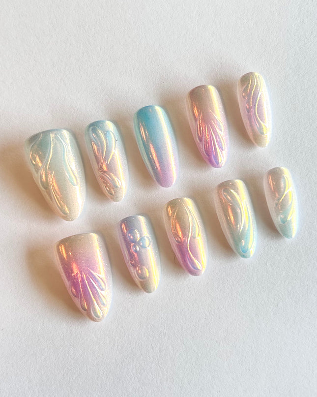 Mermaid Chrome Press on Nails