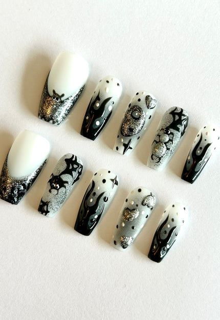 Black Glitter Press on Nails