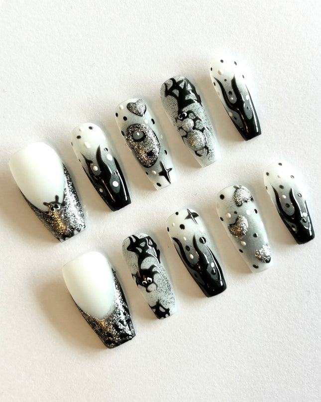 Black Glitter Press on Nails