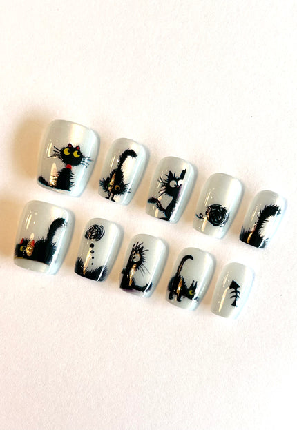 Black Cat Press on Nails