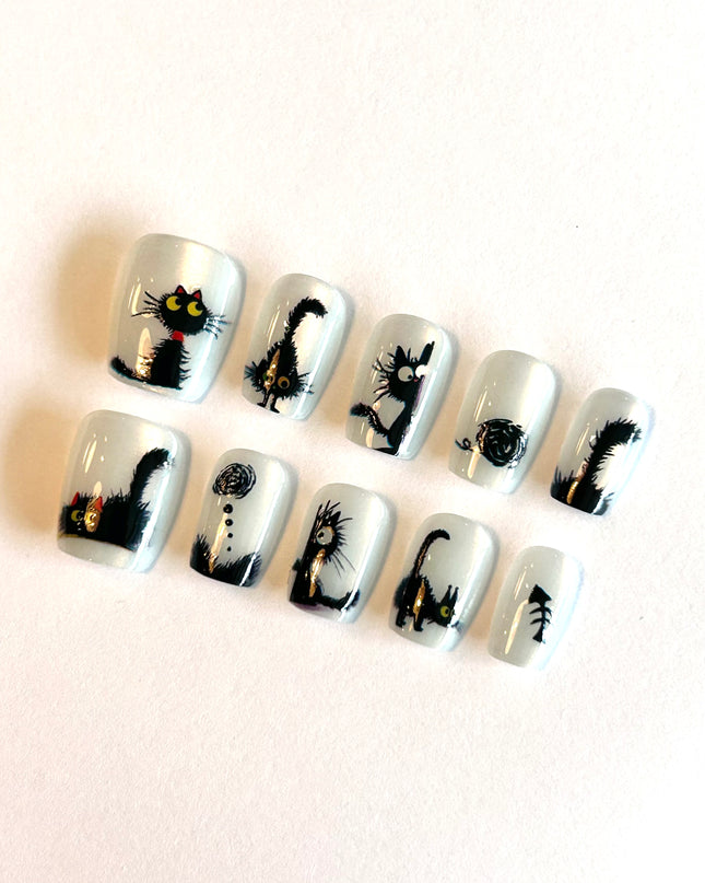 Black Cat Press on Nails