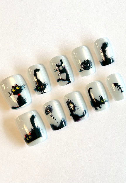 Black Cat Press on Nails