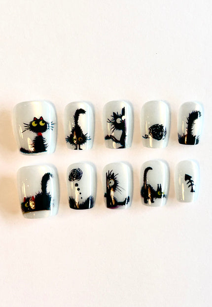 Black Cat Press on Nails