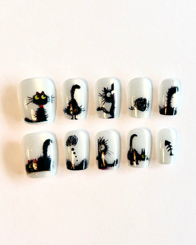 Black Cat Press on Nails