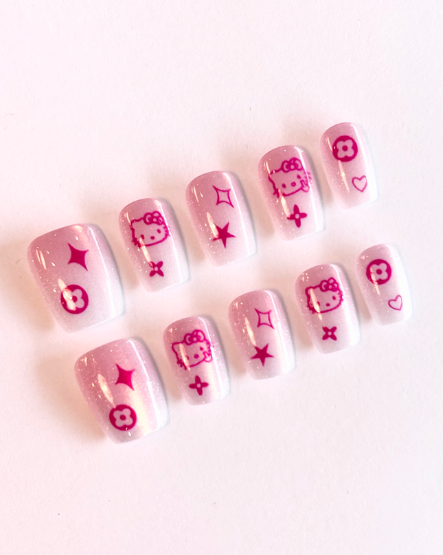 Hello Kitty Cat Eye Press On Nails