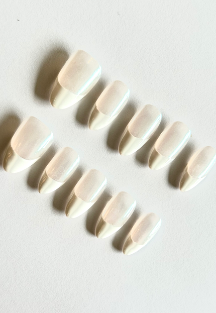 Pearl French Tip Press On Nails
