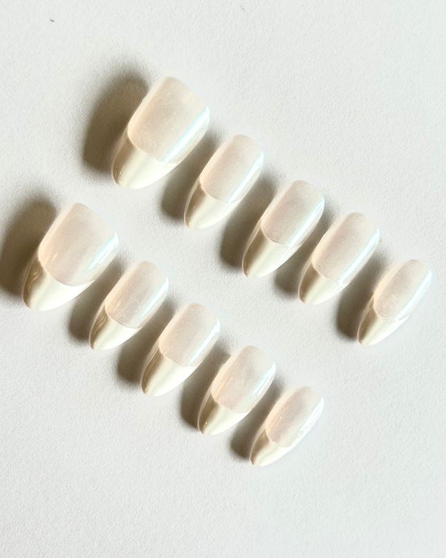 Pearl French Tip Press On Nails