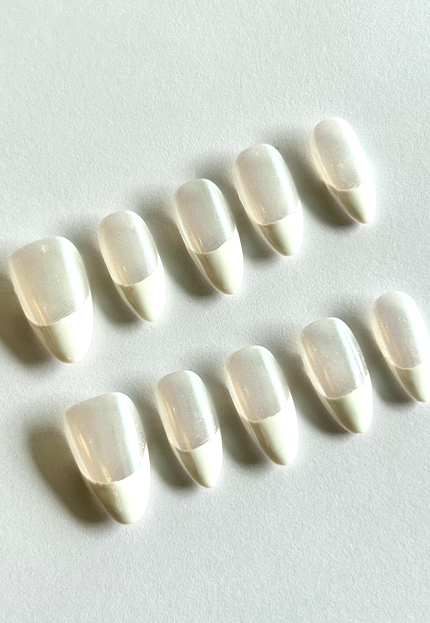 Pearl French Tip Press On Nails