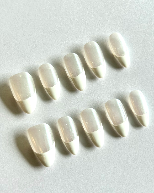 Pearl French Tip Press On Nails