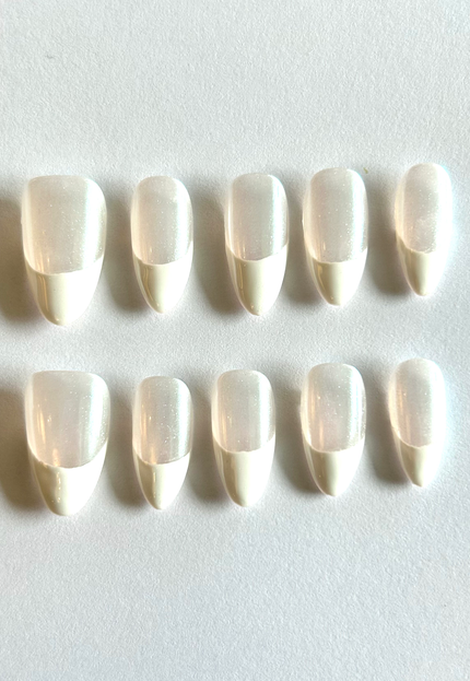 Pearl French Tip Press On Nails