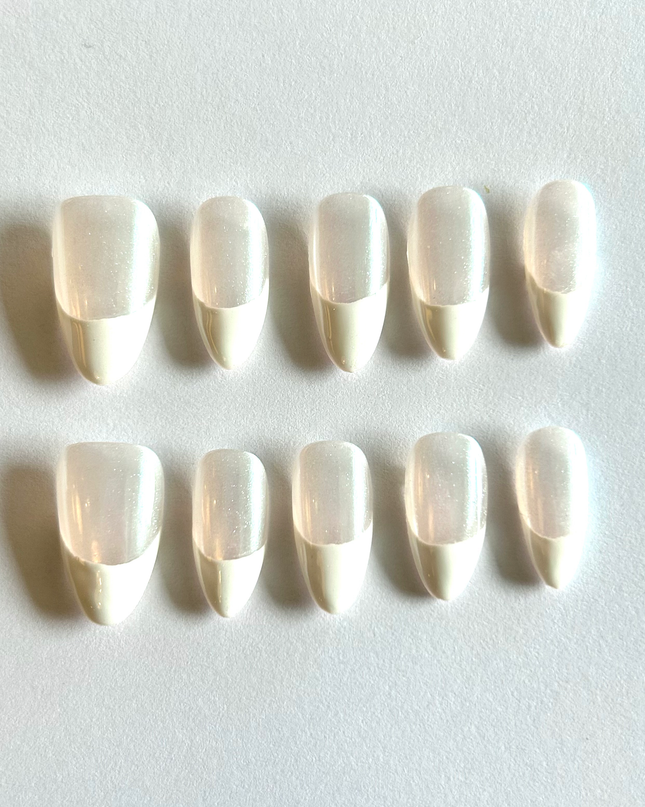 Pearl French Tip Press On Nails