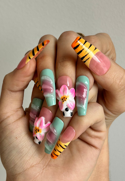 Tiger Blossom Press On Nails