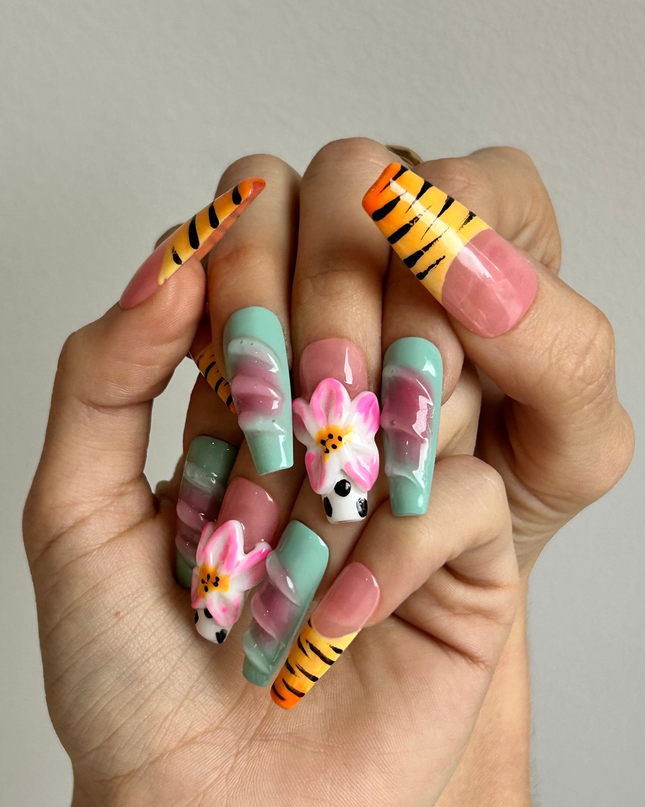 Tiger Blossom Press On Nails