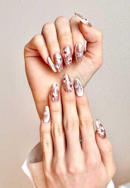 Golden Bloom Press On Nails