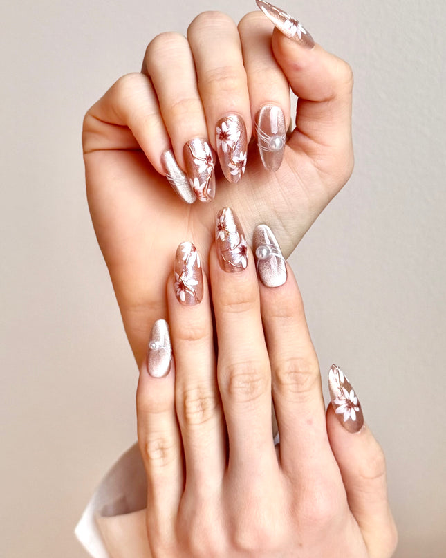 Golden Bloom Press On Nails