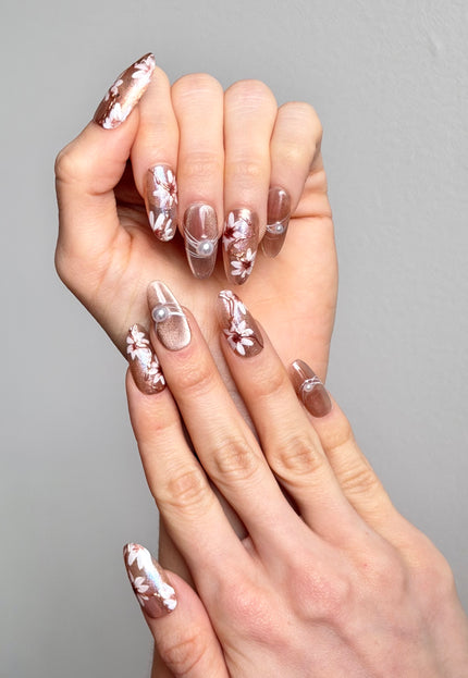 Golden Bloom Press On Nails