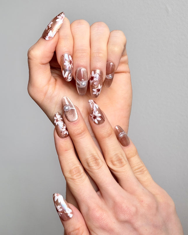 Golden Bloom Press On Nails