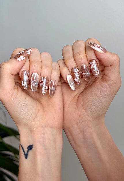 Golden Bloom Press On Nails