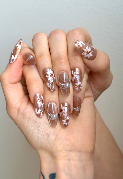 Golden Bloom Press On Nails