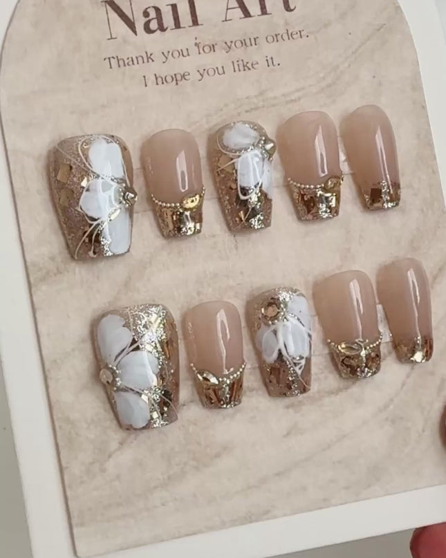 Gilded Bloom Press On Nails