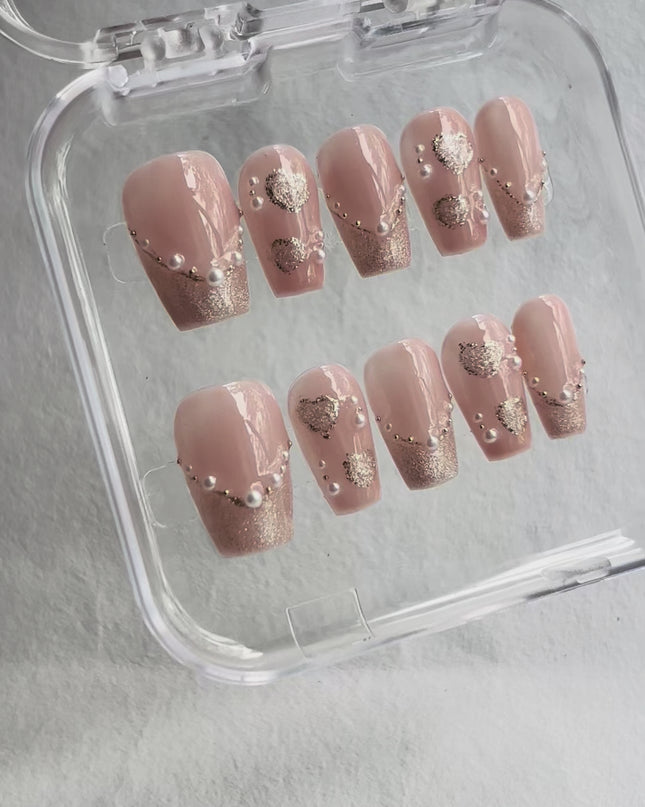 Pearl Glitter Press On Nails