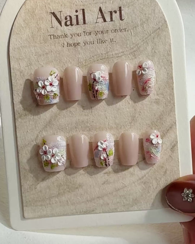 3D Blossom Press-On Nails