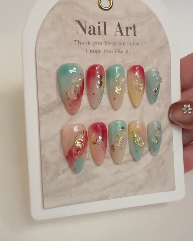 Sunset Marble Press On Nails
