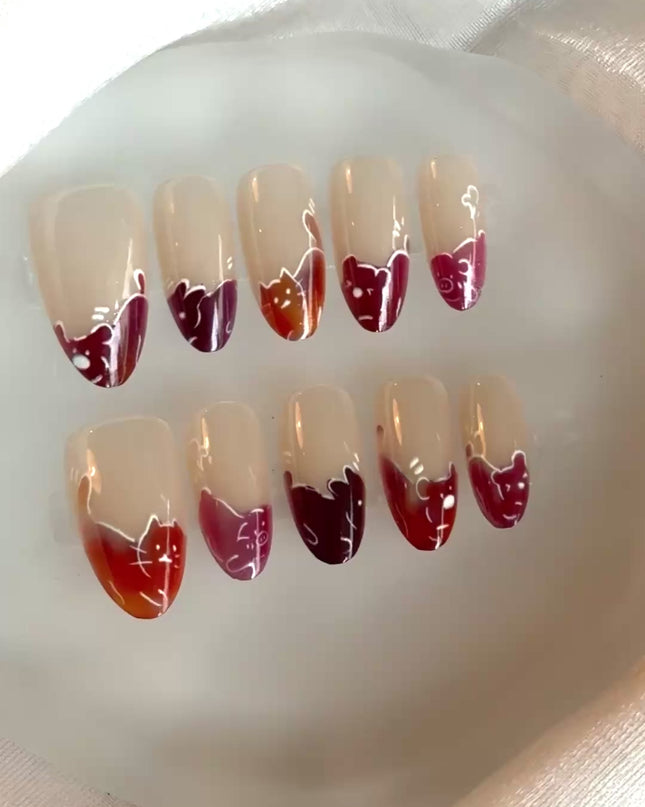 Cute Cat Press on Nails