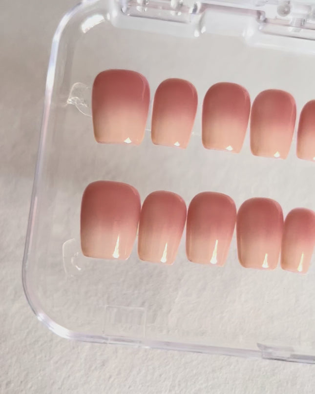 Short Peach Ombre Press On Nails