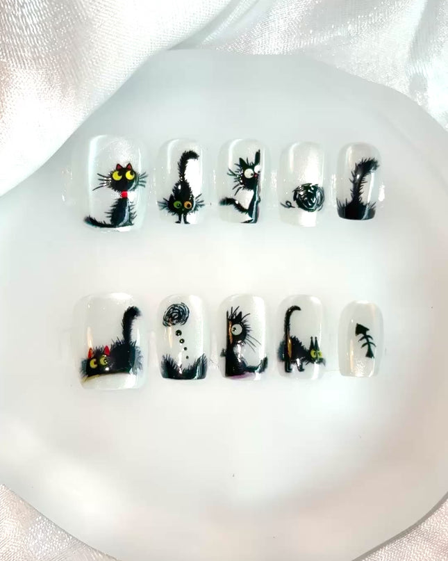 Black Cat Press on Nails