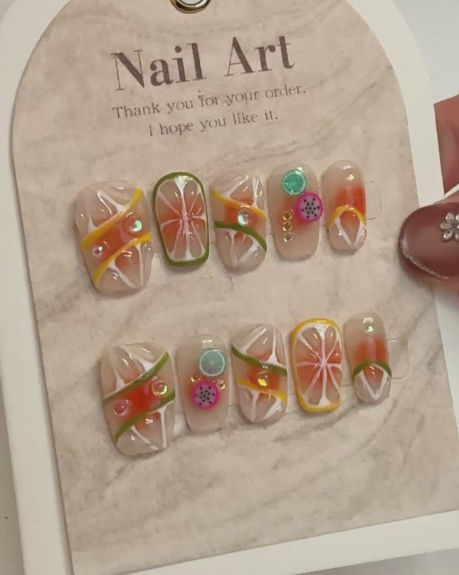 Orange Burst Press On Nails