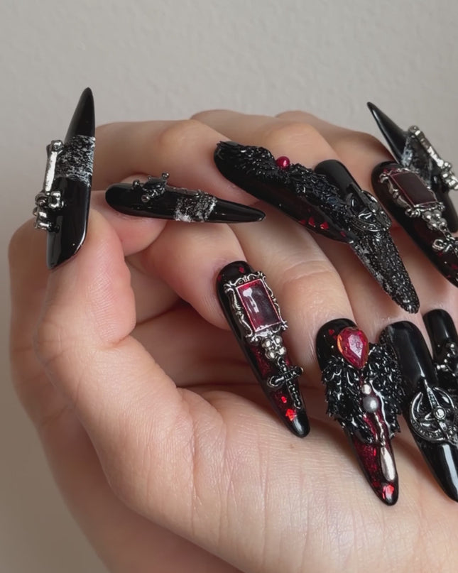 Gothic Mayhem 3D Press On Nails
