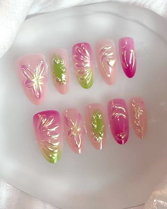 Iridescent Butterfly Press on Nails